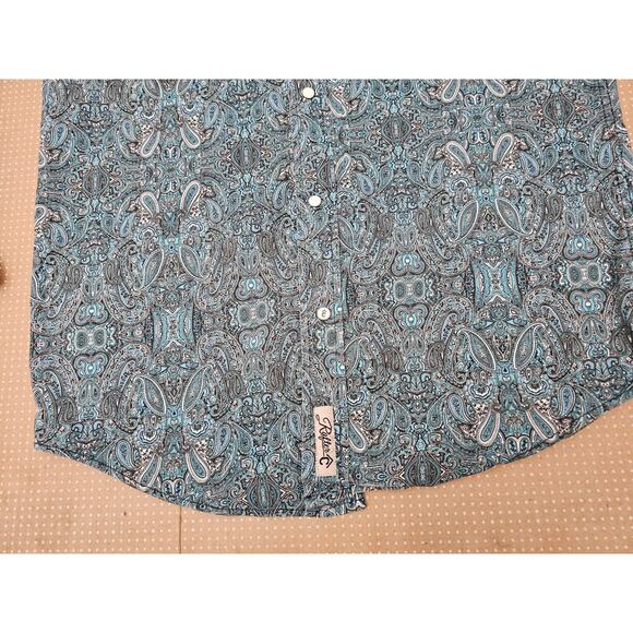 Rafter C Cowboy Collection Pro Flex 45 Performance Medium Green Paisley Shirt - Picture 2 of 16